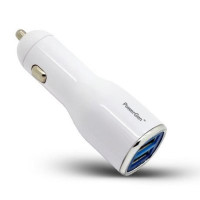 PowerGen 2.1Amps / 10W Dual USB Car charger Designed for Apple and Android Devices - White