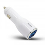 PowerGen 2.1Amps / 10W Dual USB Car charger Designed for Apple and Android Devices - White